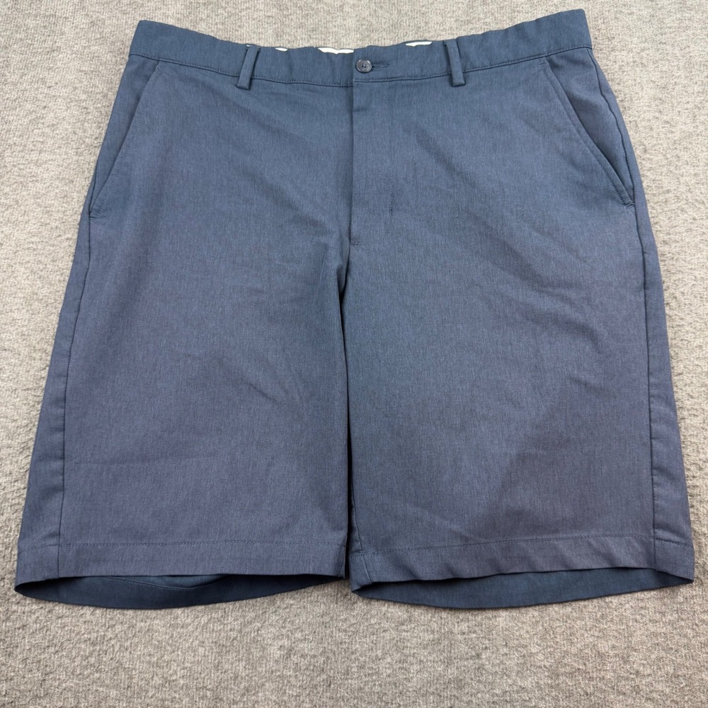 Greg Norman Golf Shorts Men's 36 Blue Heathered Performance Stretch Flat Front
